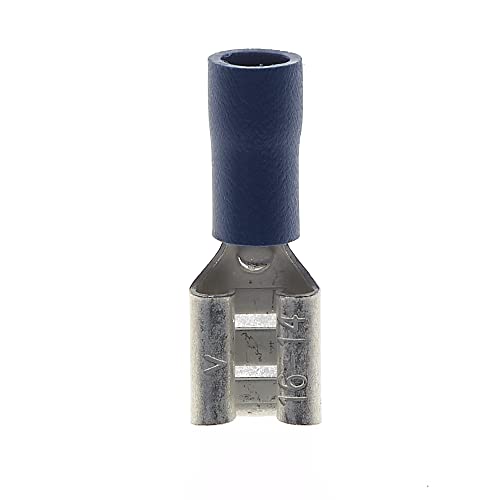 6,35mm Crimp Terminal Multi Stack Diconnector, Pack van 100-15A, Blauw, Heat Shrink Tubing Spade Connectors, Dubbele Quick Coupling, PVC Semi-insolated Piggyback Splice Man/Vrouw