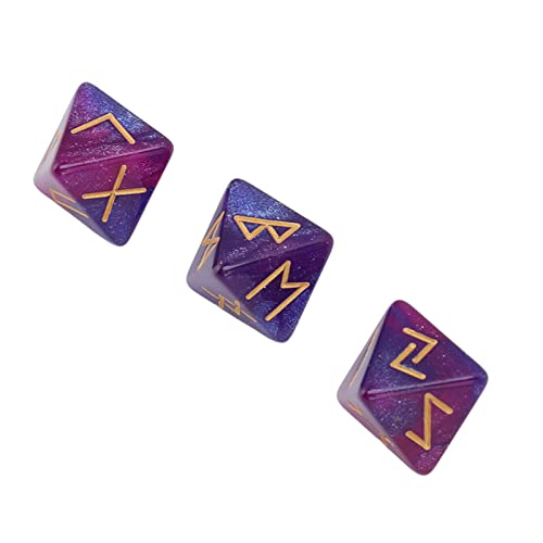 3 Stuk Astrologie Learning Prediction Rune Dice Set met 8 Sided Polyhedral Design in levendige kleuren - Mystic Star Themed Divination voor volwassenen