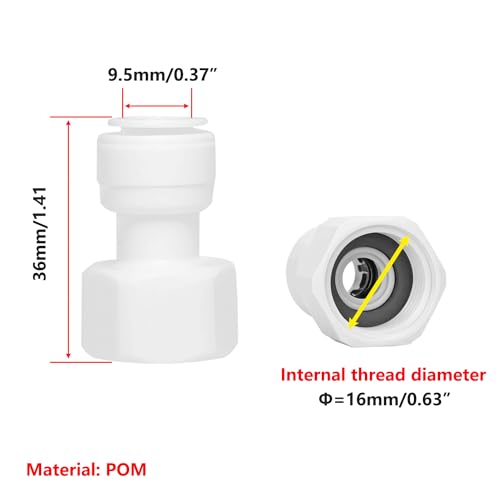 2Stuks waterfilter Quick Connector, 3/8 inch wateraansluiting adapters aan 3/8 inch man / vrouw draad, waterfilter slang connector voor osmose 3
