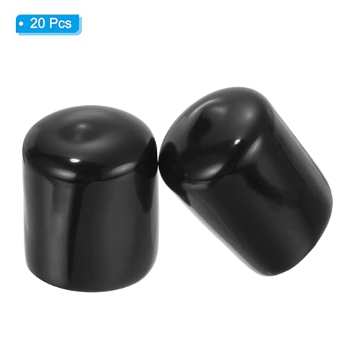 22mm Vinyl Rubberen End Caps, Verpakking van 20 Flexibele Bolt Schroefdeksels, Caps Ronde Wire Guard Caps voor Metalen Pijp Rod Bolts, Zwart 3