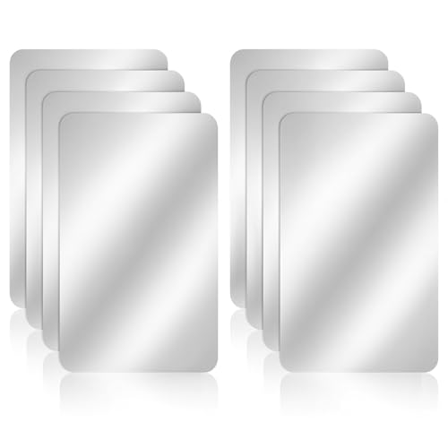 Acrylspiegel Tegels, Pack van 8, Flexibele Wandspiegel Vellen, Zelfklevende Spiegel Stickers, Small Square Cuttable Shatterproof Spiegels, Non-Glass, Safety Reflective voor