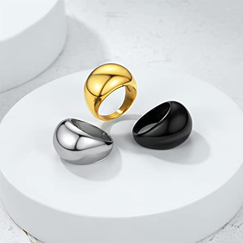 Sieraden roestvrij staal gepolijste dome ringen voor vrouwen meisjes, grootte J-Z1⁄2, dikke dikke duim ring, kan worden gegraveerd 3