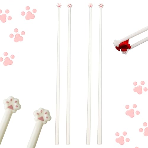 2 Paar Kat Paw eetstokjes, Herbruikbare Non-Slip Plastic Cute Cat Claw eetstokjes Keuken Supplies voor Kat Lovers Meisjes Kinderen leuke cadeaus
