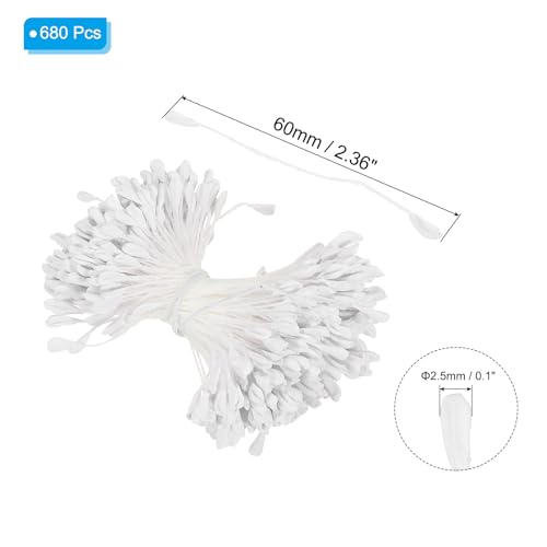 2.5mm Dubbele hoofd Bloem Stamen, 680Stuks Kunstbloem Stamen Pistil Matte Parel Bloemen Stamen voor DIY kerstkaart bruiloft decoratie, wit