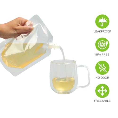 6 Stuks Drinktassen voor Festivals, Navulbare Drinkzakken, Duidelijke Plastic Flessen voor Reizen, Herbruikbare Leakproof Reizen Drinktassen, Picknick Camping Party Halloween Warm 3