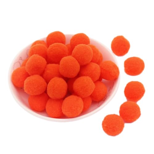 25mm ca. 36 stuks kleurrijke mini pompons voor het maken van vilten ballen kleurrijke pompon ballen kleine pompons pluizige pluche ballen voor het versieren van decoreren naaien DIY creatieve ambachten, oranje
