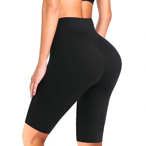 Vrouwen High Waist Sportbroek Butter Soft Tummy Control Fietsshorts Butt Lift Yoga Stretch Shorts for Sports Running Workout Gym Zwemmen,1 x Black,XL, 1pack_black
