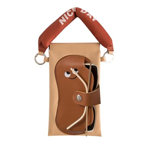 Zachte glazen geval voor vrouwen meisjes, schattige draagbare zonnebril geval 2-in-1 draagbare glazen telefoon zak voor buiten reizen