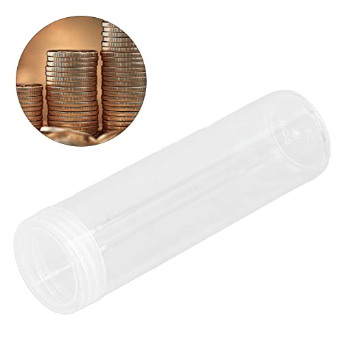 Munten buizen, Duidelijke Plastic Munten Tube met Kussen Sponge, Munten Coin Collection Organizer voor 25mm/0.98 Inch Munten centen, Pennies Collectie 5