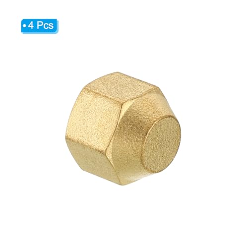 1/4" Brass Flare Cap, 7/16-20UNF Vrouwelijke Thread 4Pcs SAE Flare Fitting 45 Degree Hex Pipe Fittings voor Airconditioning Koeling 3