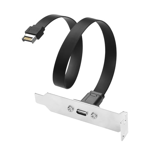 USB 3.1 Voorpaneel Header Type-C Uitbreiding Kabel met Panel Mount Schroef 10Gbps Type-E 20 Pin Man naar USB-C Vrouwelijke Adapter Kabel met Halve Hoogte Bracket, 30cm/11.8inch (Half