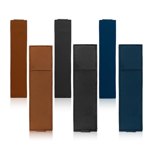 Set van 6 leren pennenhouders, elastisch verstelbaar PU leer, penhouder met elastische band, Geschikt voor notebooks, dagboek, mappen