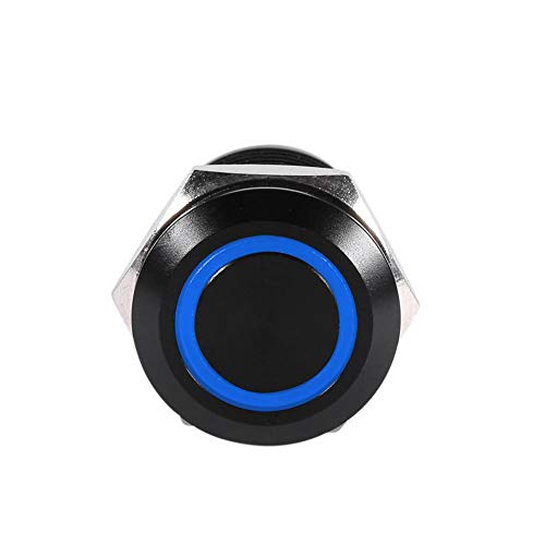 LED-knopschakelaar, auto 12V 2A 12mm LED-licht Momentaire drukknopschakelaar aan/uit Latch-knopschakelaar (blauw) Autoschakelaar 3
