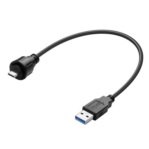 USB3.0 naar USB C Kabel USB C Man naar USB A 3.0 Man Tweeweg Transmissie Oplaadadapter met Threaded Vaste, 30cm/11.8in