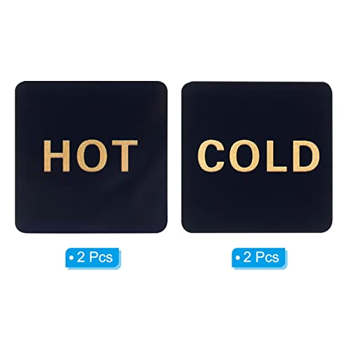2 Paren/4 stuks acryl Vierkante Hot Water Label lijm Stickers voor kranen zwart 3