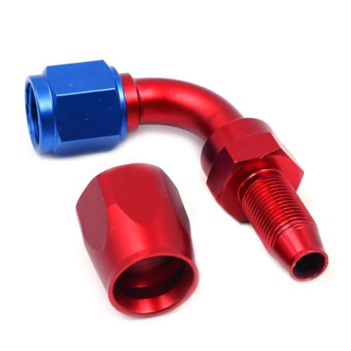 2 Pack 6AN Swivel slang einde passen 90 graden voor gevlochten CPE brandstof slang blauw rood