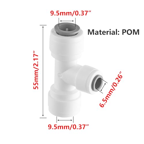 1Stuks T-type Quick Connect, 3/8 Inch tot 1/4 Inch T Vormreductie waterlijn passen, voor het drinken van fonteinen, filters