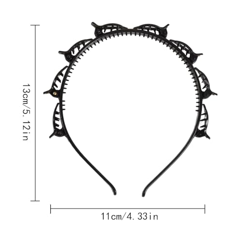 4 st. Double Bangs Hairpin, Twist en Clip Headband Multi-layer Hollow Geweven hoofdbanden Teeth Comb Hair Hoop Hoofdband met Clips bevestigd Haarspeld Hoofdbanden voor vrouwen