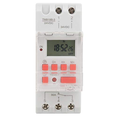 DC 24V 30A Weekly 12/24 Hours Timer Switch LCD On Off Control Programmable Time Relay 3