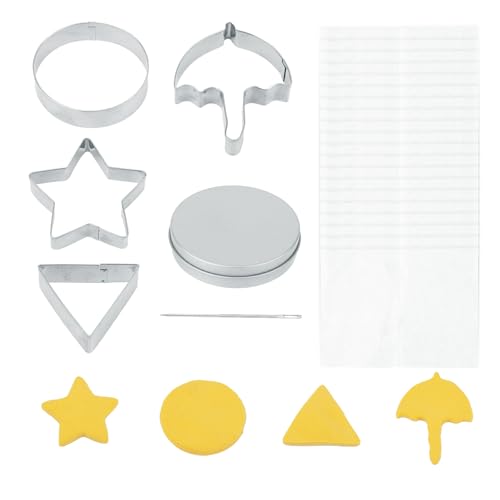 6 st. Roestvrij staal Cookie vormen Set, Koreaans Suiker Snoep maken Kitcirkel Umbrella ster driehoek vormen met non-stick papier bakken hulpmiddelen voor Party Home DIY desserts cakes Treats