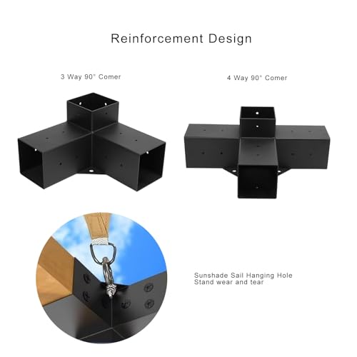 Pergola Kit, Paviljoen houder, Hoek klem Houtwerk DIY Post Base Kit, Galvanized Powder Coated, Volledig gelaste Gazebo, Posthouder voor Pergola Houten Posts (Buachoisju53-12) 3
