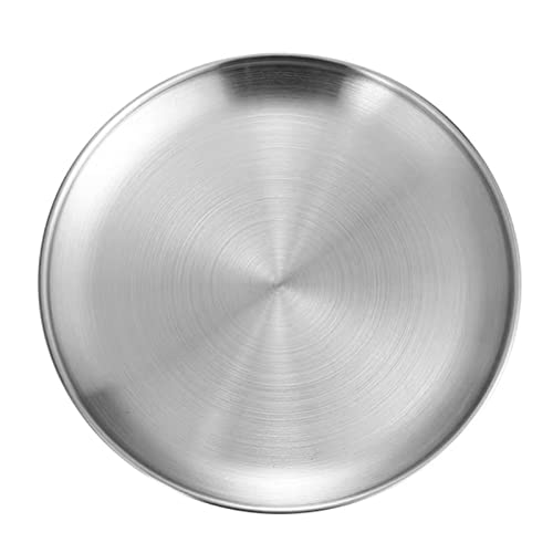Ronde lade 12 inch metalen ronde fruit tray Zilver roestvrij staal Fruit Nut Bowl Badkamer Tray Kleine decoratieve plaat voor Home Bar Restaurant