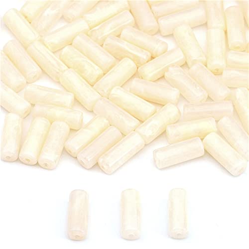 20 st. Long Acryl Tube Kralen Kralen Gekleurd Losse Kralen Vintage Kralen voor DIY Handgemaakte sieraden maken Vakantie Decoraties 8mm* 20mm Threading Hole Non Straight White