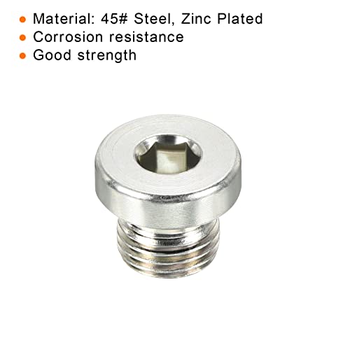 M10*1 Interne Hex Head Pipe Fitting Plug, Man Thread 45# Steel Socket Plug with sealing Ring for End Pipe Ends 4