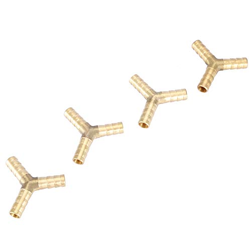 Brass Barbed Wire Connector 3 Way Slang Connector Pansement Rouleau 3 Way Y Shape Hose Barbed Wire Splitter Split Water Fuel Air OD(8mm(4pcs))