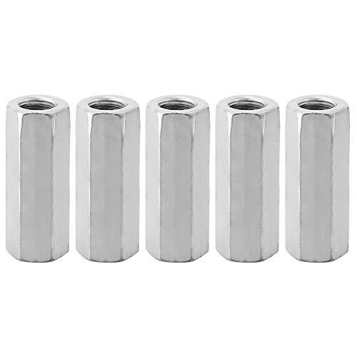 Verpakking van 5 Carbon Steel M12 M12 Socket Hexagonal Sleeve M12 50 Long Nut M12 met Thread Shank M12 voor Noten, Threaded Fasteners (M12 x 50-15mm)