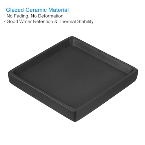 Plantenbak Saucers 15,7 cm, Keramische Vierkante Bloemenbak voor binnendeur, Zwart 3