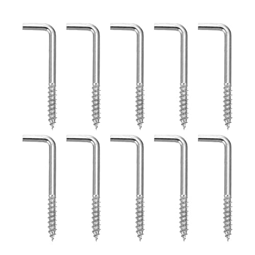 80mm L Haak Schroeven Rechte Hoekschroeven (10 PCS) Zink Vergulde 90 graden Buig Hoek Hout Schroef, Sideboard, Stof Droger Vierkante daken, Schouder Muur Hanger, Beker Hook 5x80m m