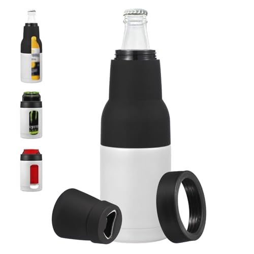 Slim Can Cooler, 12oz Skinny kan geïsoleerd bier Sleeve Drink houder met flesopener voor bier Soda koffie gewone blikken en flessen, wit