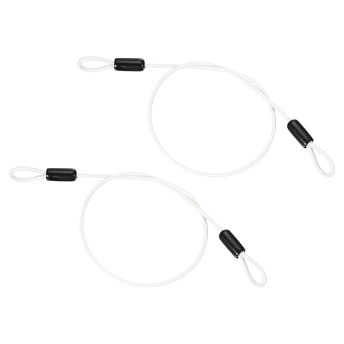 1/8" Dia Vinyl gecoate roestvrij staalkabel met lusjes, 2 stuks 20 inch flexibele draadtouw, veiligheidsketting, Lanyard, voor Outdoor Stage Verlichting, Bagageslot, Wit