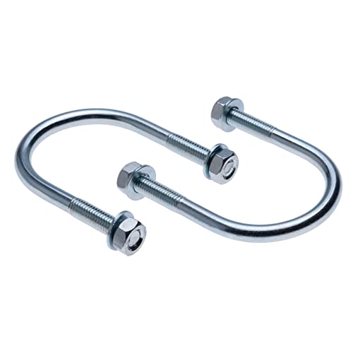 M8 U Bolt met Noten en Sluitringen, U-Shaped Ronde Bevestigingsmiddelen voor 33,7mm (1") Pijp Diameter, Gegalvaniseerd Staal U Bolt Tube Ondersteuning Ronde Bend Clamp (5 PCS) 3