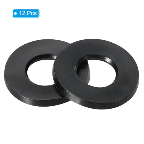Flat Rubber Seal, M6, Verpakking van 12, 6mm, ID 16mm, Buitendiameter 1.5mm Dikte, Verzegelingsring voor kraan, Waterbuis, Bevestigingsbollen, Zwart 3
