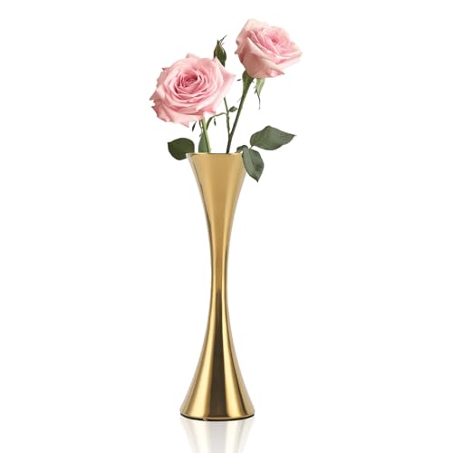 Stainless Steel Flower Vaas, Metalen Bloem Vaas Droge Bloem Vases Ronde Mond Kleine knop Gedroogde Bloem Decoratieve Vaas Artistieke Mini Bloem Vaasgoud voor