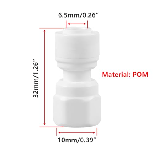 1Stuks 1/4" Tube OD tot 10mm Vrouwelijke Thread Water Filter Connectors, Plastic Pipe Quick Connectors voor Water Filter Dispensers