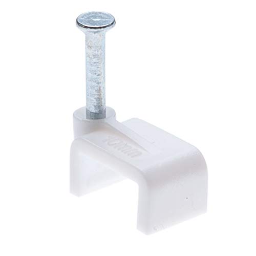 Flat White Cable Nail Clips 10mm Plastic Electric Wire for Cat 5 5e / 6 6a / 7 