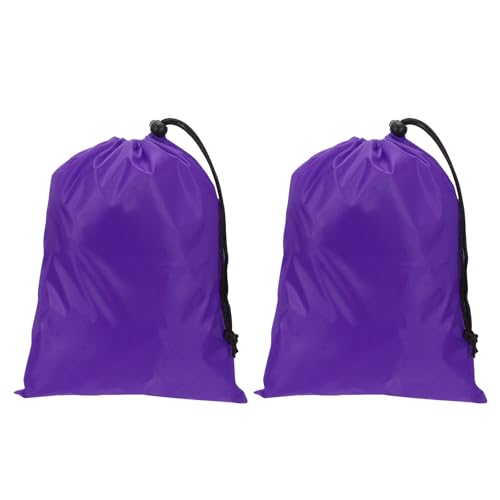 Polyester waszak, 2 Pack 12 x 9 Inch Heavy Duty Drawstring Travel Bag, Tear-Resistant Dirty Clothes Opslag voor reizen, Camping, College Dorm, Paars