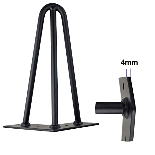 [Verbetering] Set van 4 tafelpoten van haarspelden, 25 cm ambachtelijke metalen poten, drie ijzeren staven, sterker, met schroeven en vloerbeschermers 5