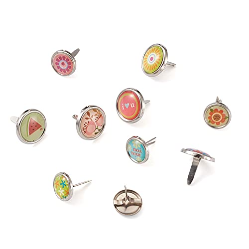 140 st. Mini Brads Metaal Papier bevestigingsmiddelen Gemengde patronen Split spelden voor Office Scrap Boeking Papier Foto Album Kaarten Stempelen 5