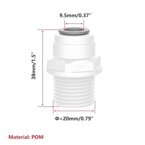 2Stuks waterfilter Quick Connector, 1/2" vrouwelijke draad tot 3/8" inch en 1/2" man tot 3/8" inch, waterfilter slang connector voor osmose 3