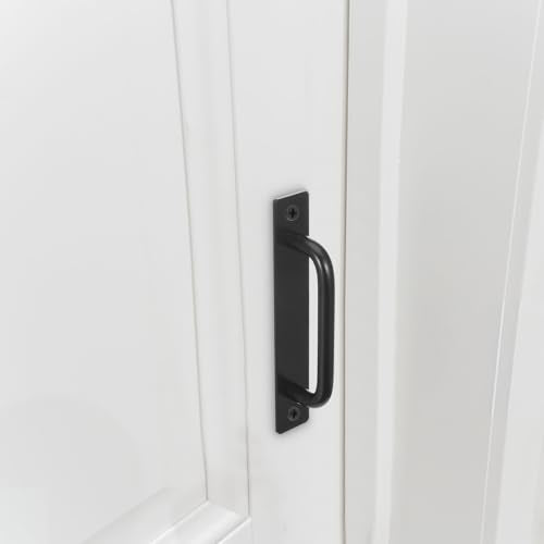 Barn Door Handle, 2 stuks Legering handvat schuifdeur handvat schuifdeur handvat met plate kast deur handvat zwarte handgrepen voor deurkast Keukenmeubels Tuin Gate schuur kabinet deur 5