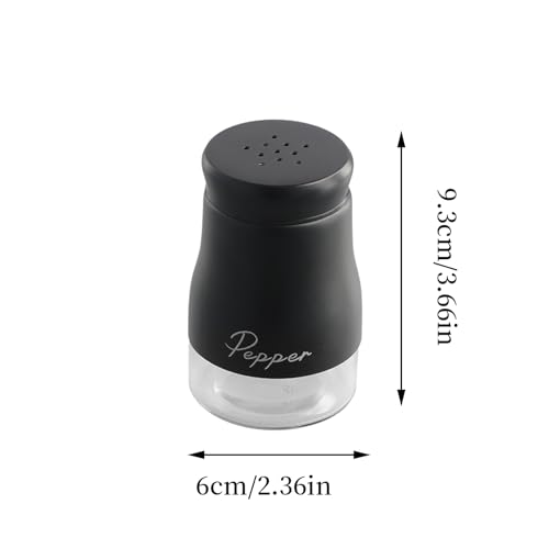 2 stuks roestvrij staal Zout Pepper Shaker Sets, Navulbare zout- en peperpotten, 120ml met helder glas bodemzout Pepper Shaker Cruet Sets voor Keuken, Barbecue, Restaurant, Camping(Zwart & White) 3