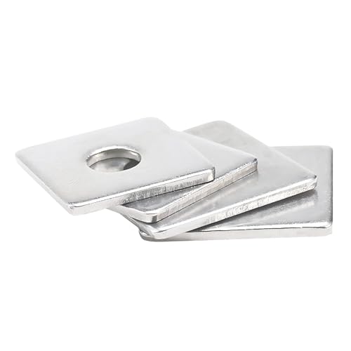 Verpakking van 20 vierkante ringen, M6 roestvrijstalen ringen, vierkante ringen, M6 x 12 x 1 mm, voor bevestiging 5