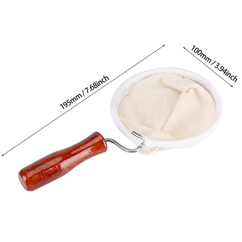 Herbruikbare filters, Colador de Cafe, Clot Herbruikbaar Wasbaar Wasbare Kleding Handgemaakte Koffie Filter Strainer met houten handvat (L) 4