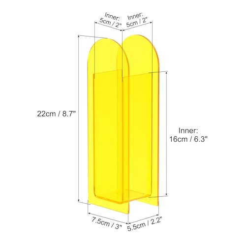 3 x 2 x 9 Inch Acryl vaas, Arch Acryl Bloem vaas Clear Geometrische Plastic Decoratieve Vaas voor Tafel Centerpiece Home Decoratie Geel