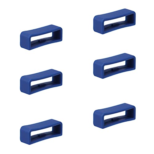 6Stuks horlogebandhouder Loop, Siliconen horlogebandhouder bevestigingsring voor Smart Watchband polsband vervanging (20mm, donkerblauw)