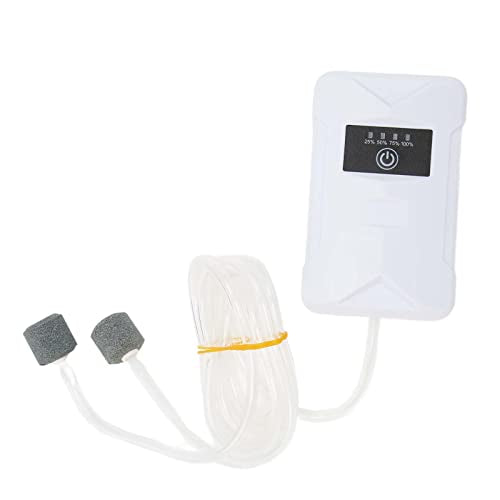 Oplaadbare zuurstofpomp voor Aquarium, Silent USB Batterij, 2400 mAh, Draagbare luchtpomp voor Vis Tank, met dubbele uitgang voor Vissen, 2 modi